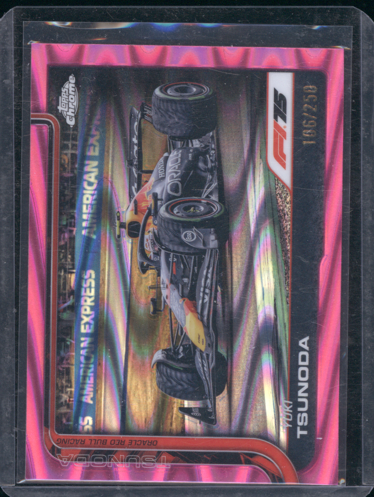 2025 Topps Chrome Formula 1 #74 Yuki Tsunoda Pink Raywave — front