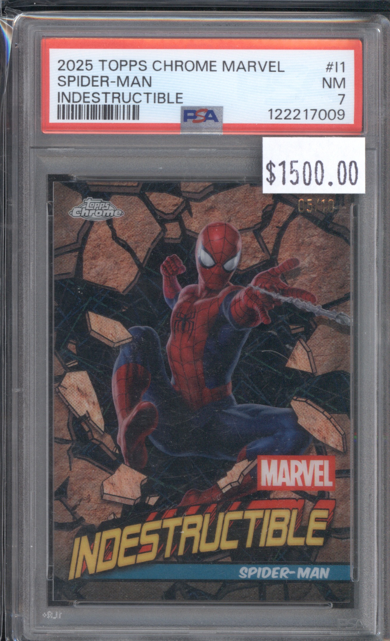 2025 Topps Chrome Marvel #1 Spider-Man Indestructible — front