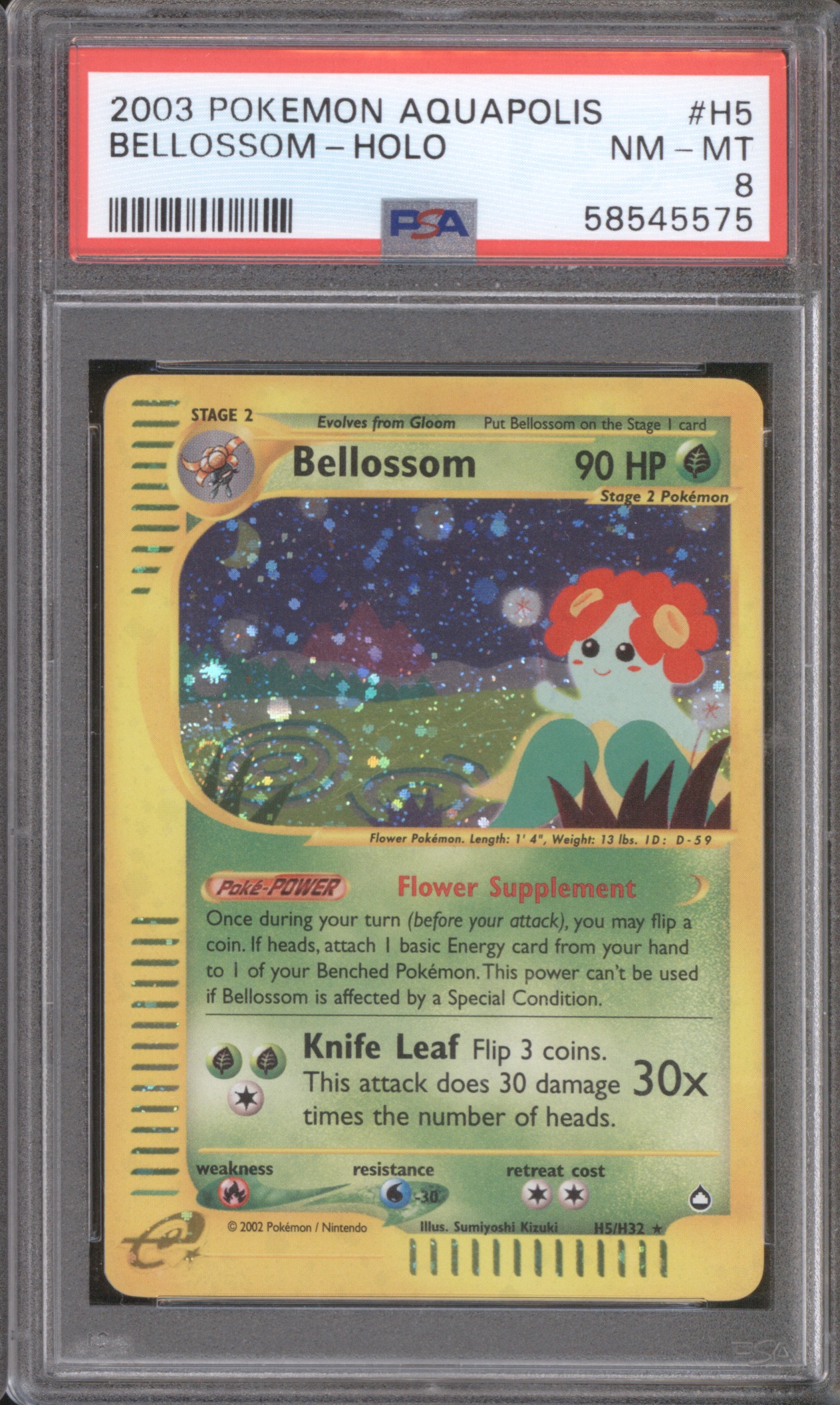 2003 Pokemon Aquapolis #H5 Bellossom Holo — front