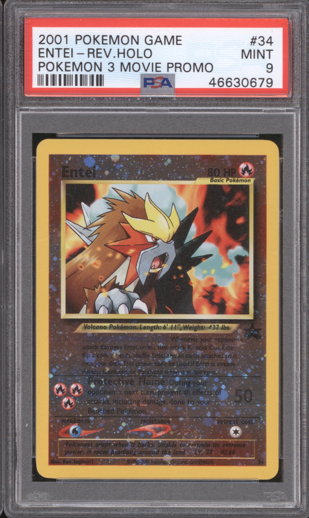 2001 Pokemon 3 Movie Promo #34 Entei Reverse Holo — front