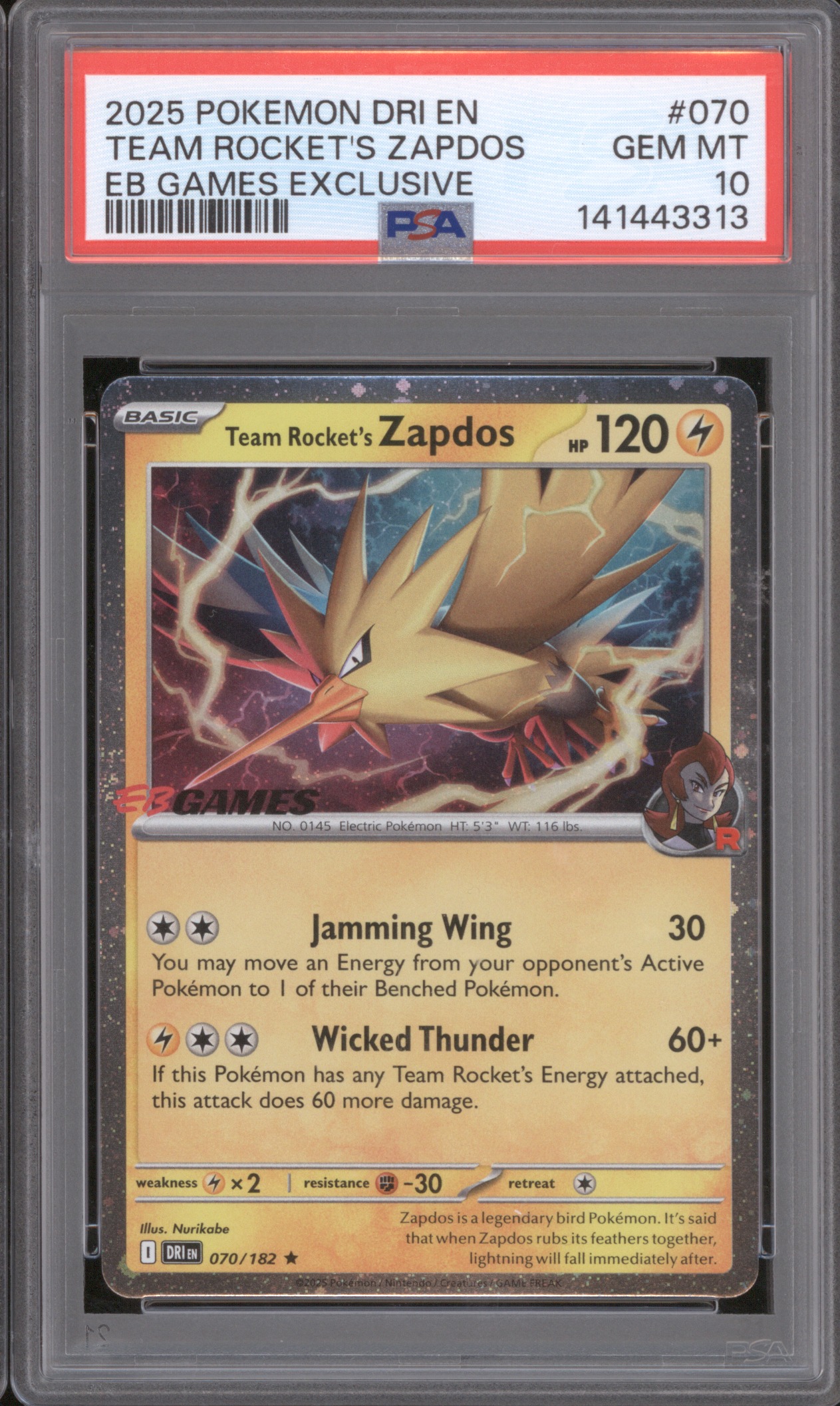 2025 Pokemon DRI EN-Destined Rivals #070 Team Rocket's Zapdos — front