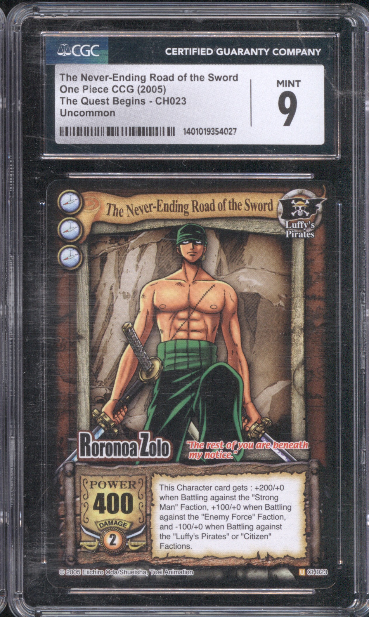 2005 One Piece CCG The Never-Ending Road of the Sword #CH023 Roronoa Zolo — front