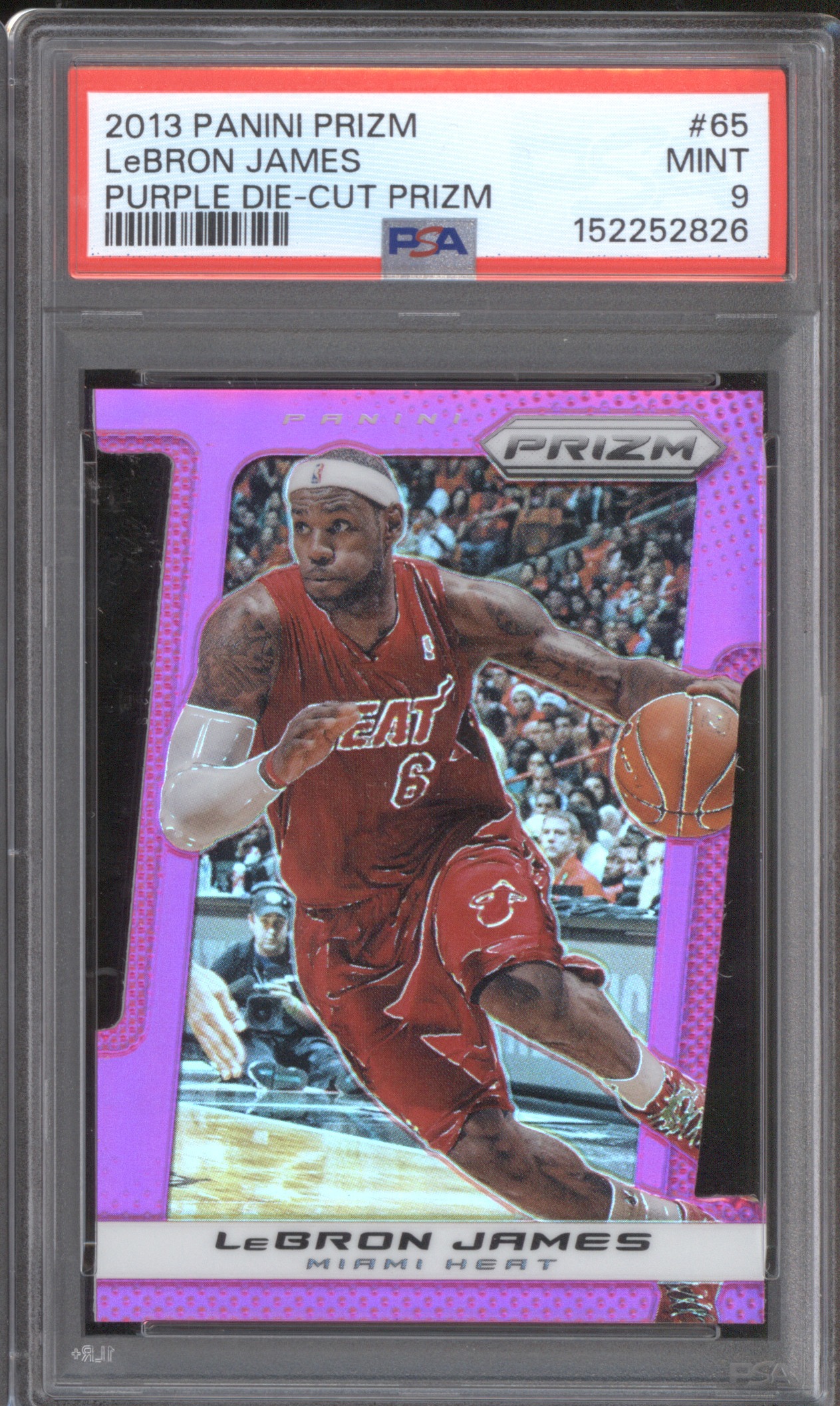 2013 Panini Prizm #65 LeBron James Purple Die-Cut Prizm — front