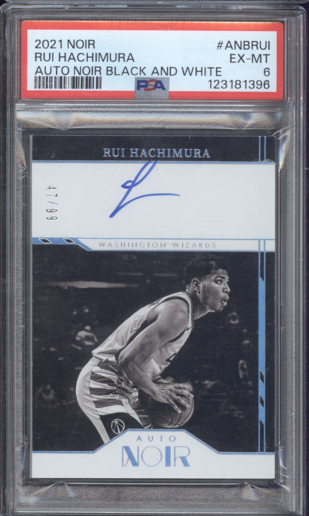 2021 Panini Noir Auto Noir Black and White #ANB-RUI Rui Hachimura — front