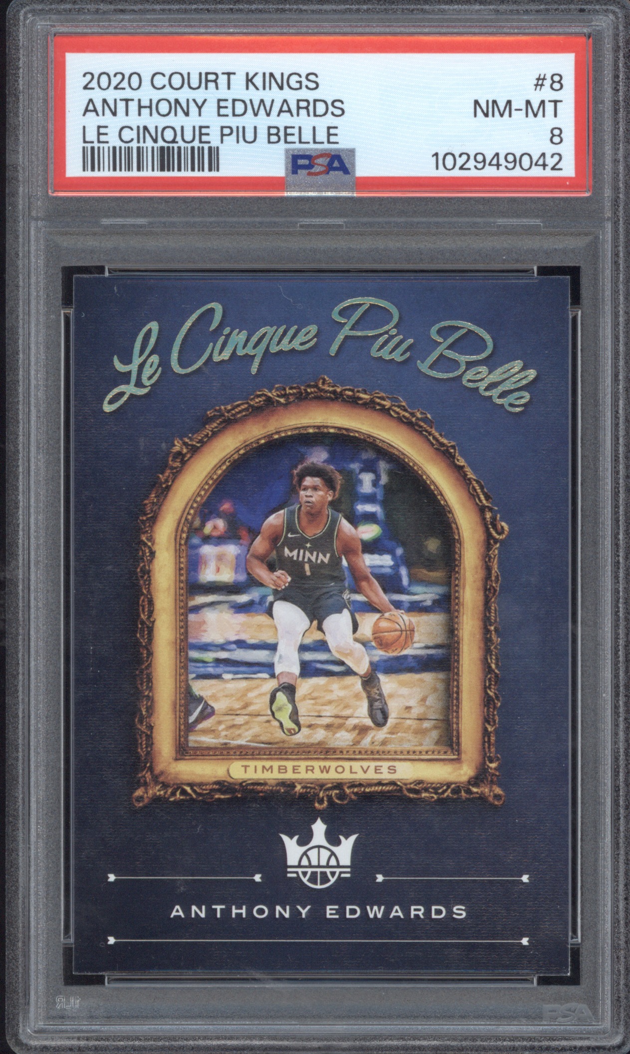 2020 Panini Court Kings #8 Anthony Edwards Le Cinque Piu Belle — front