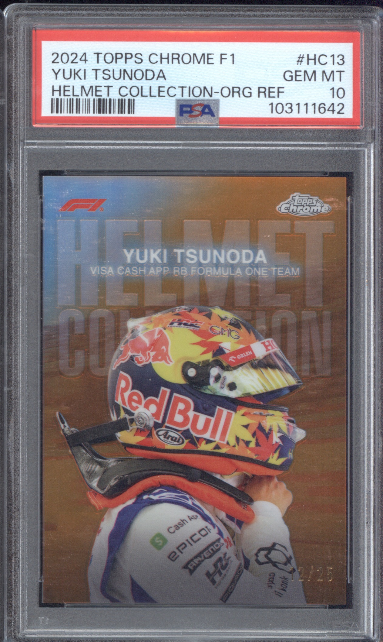 2024 Topps Chrome Formula 1 Helmet Collection #HC13 Yuki Tsunoda — front