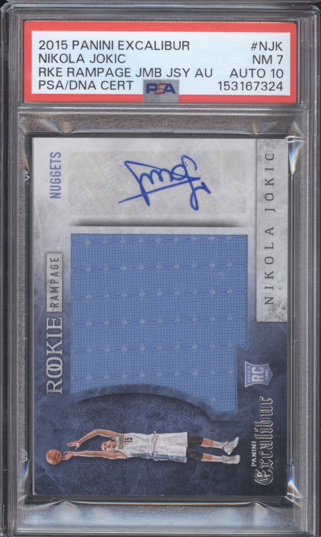 2015 Panini Excalibur #NJK Nikola Jokic Rookie Rampage Jumbo Jersey Patch Auto — front