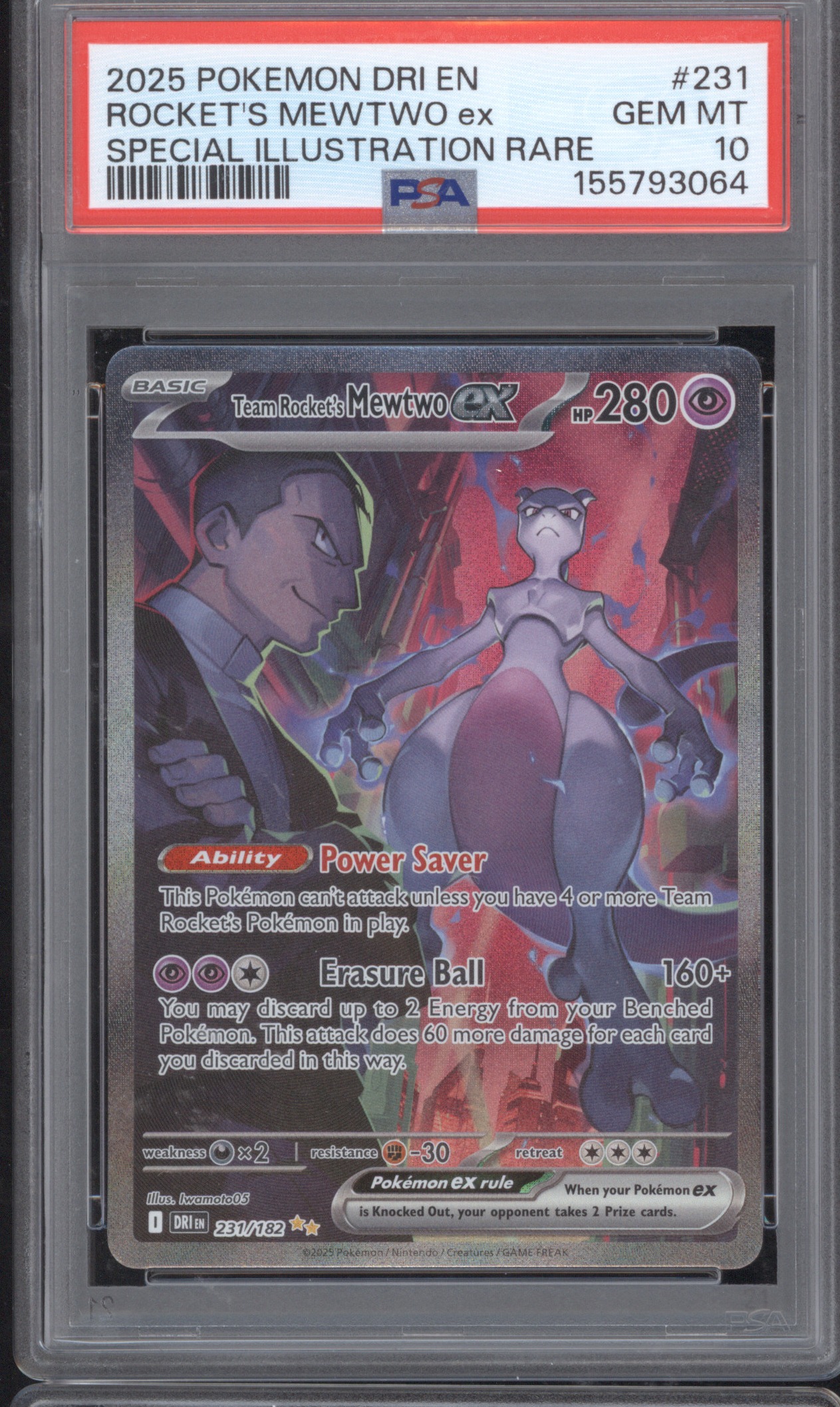 2025 Pokemon DRI EN Special Illustration Rare #231 Team Rocket's Mewtwo ex — front