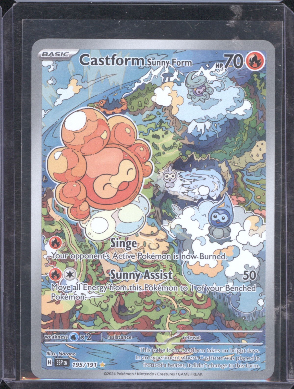 2024 Pokemon SV08: Surging Sparks #195 Castform Sunny Form — front