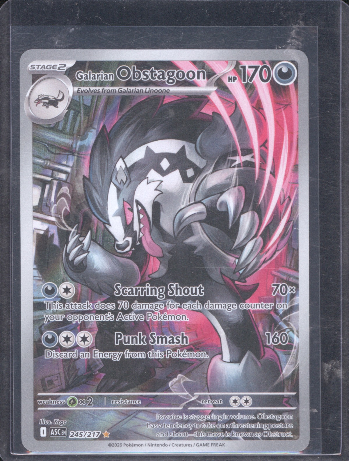 2026 Pokémon Ascended Heroes #245 Galarian Obstagoon — front