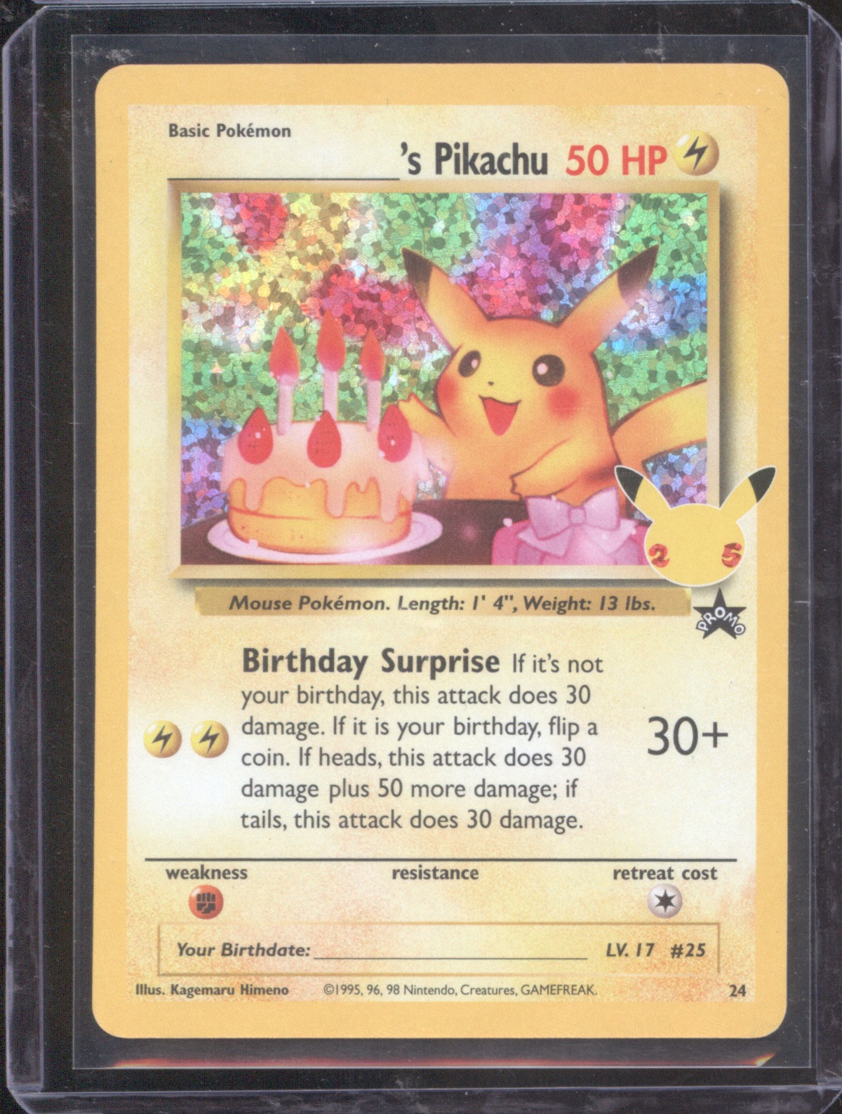 1998 Pokémon #24 Birthday Pikachu — front