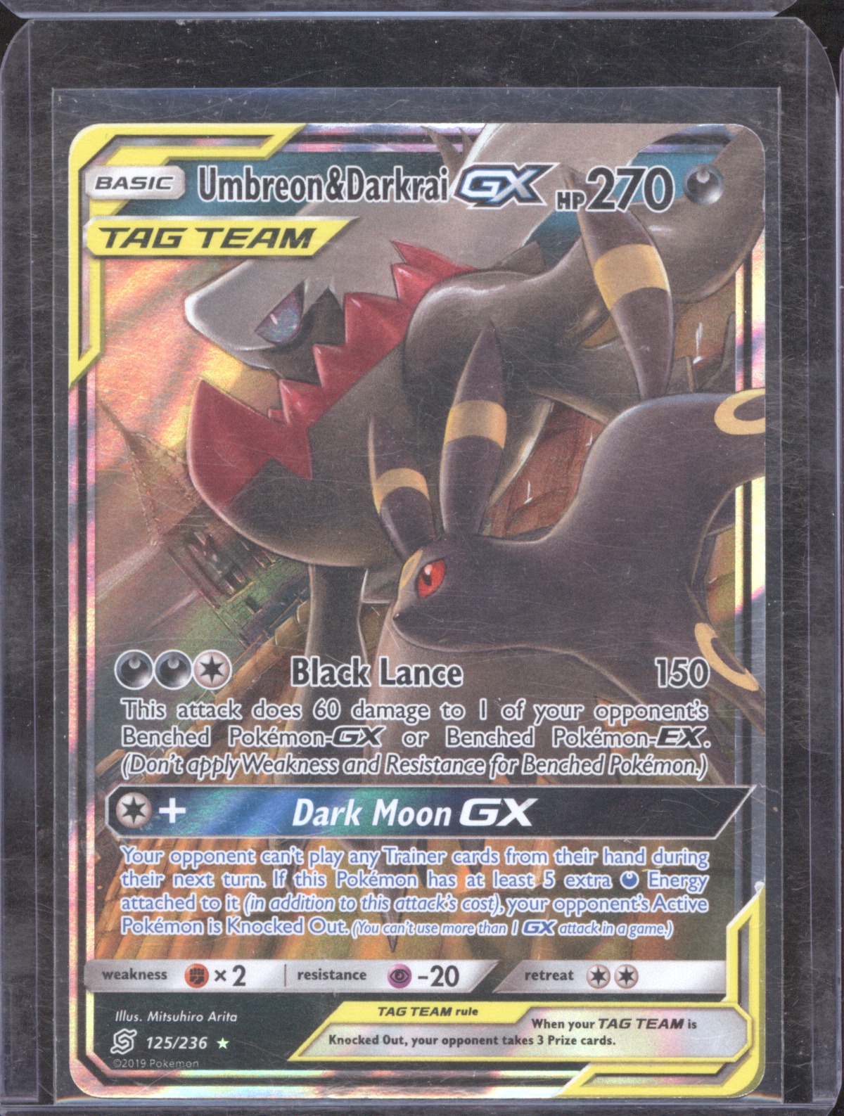 2019 Pokémon Sun & Moon Unified Minds #125 Umbreon & Darkrai GX — front