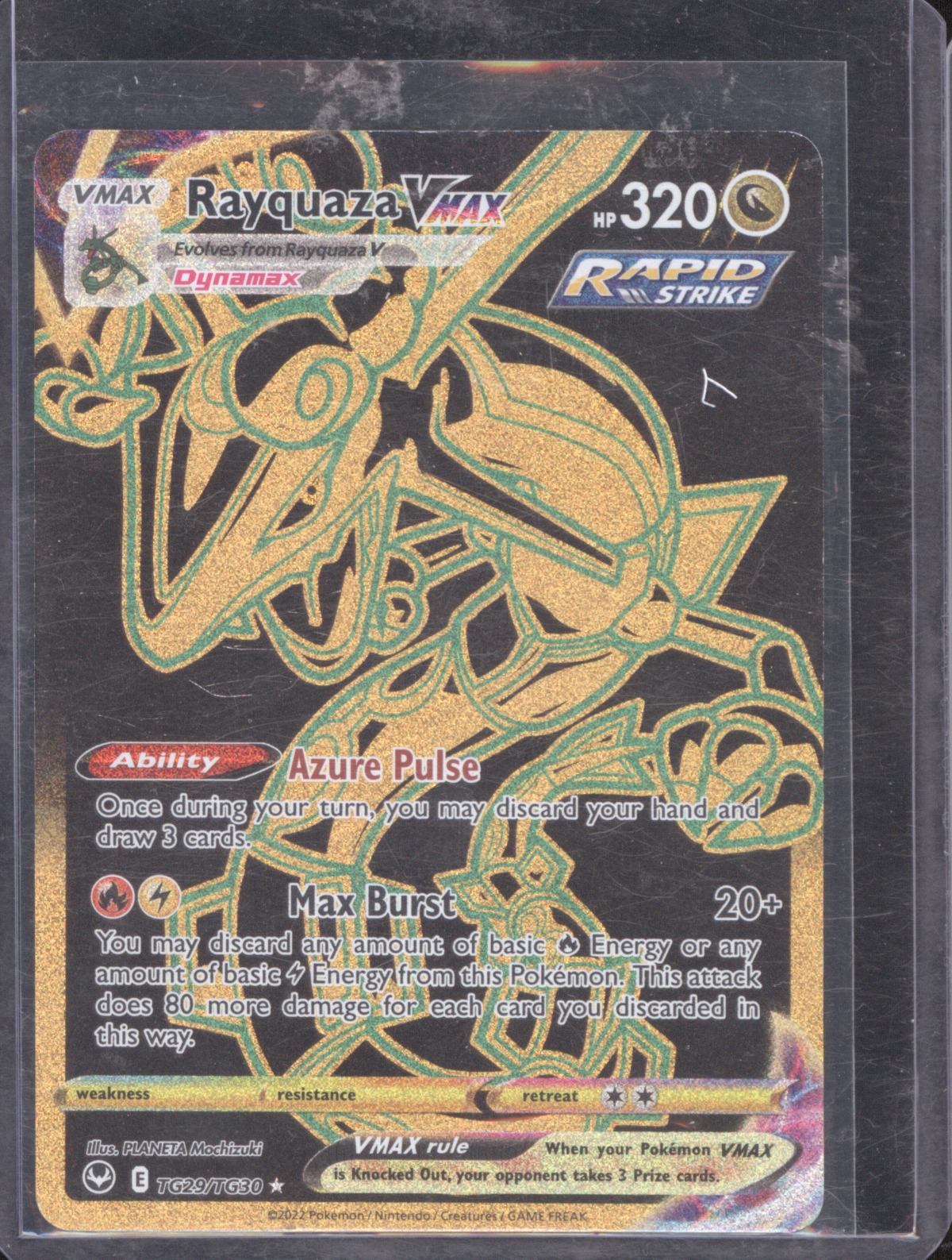 2022 Pokémon SWSH12: Silver Tempest Trainer Gallery TG29/TG30 Rayquaza VMAX Secret Rare — front