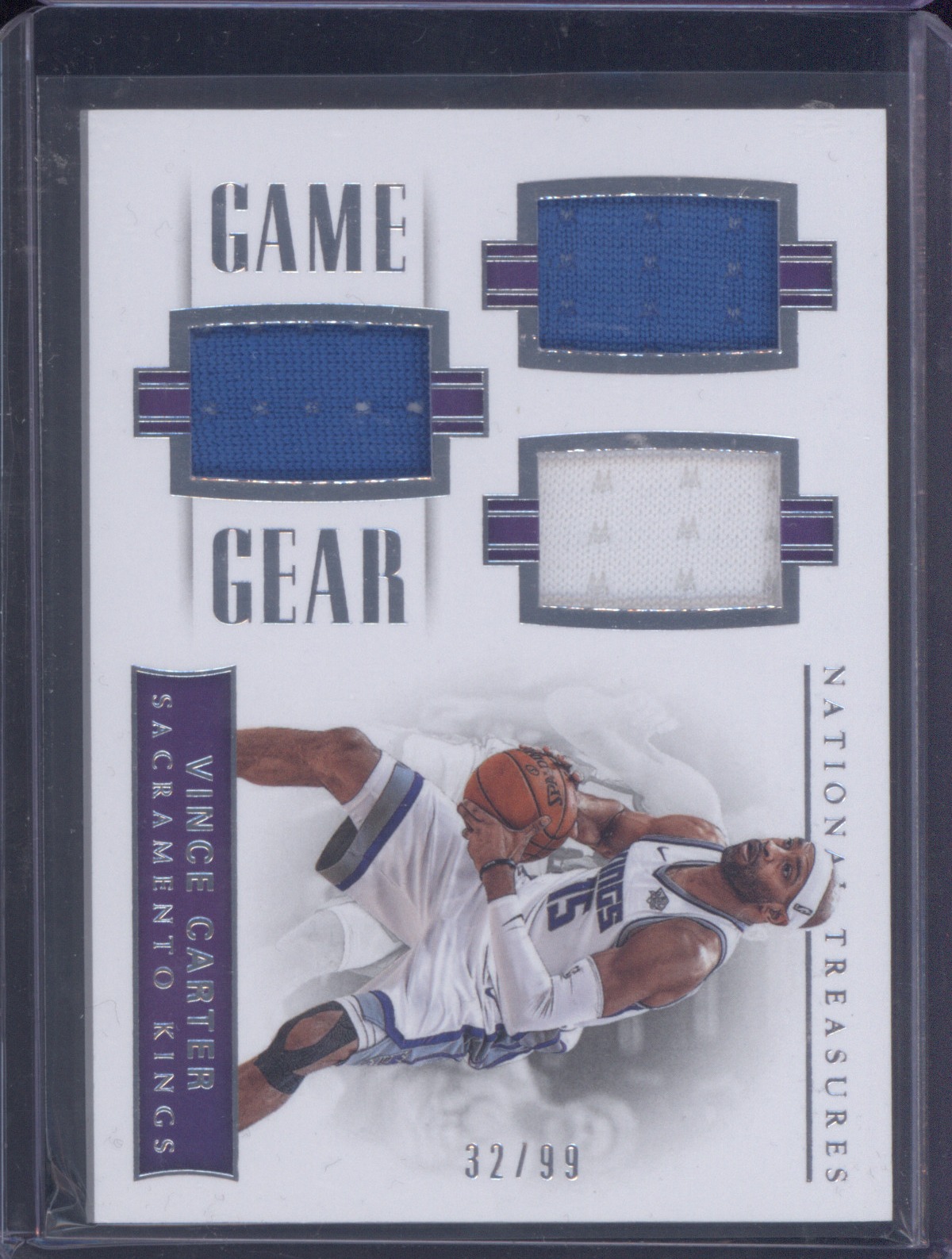 2017-18 Panini National Treasures #GGT-16 Vince Carter Game Gear Triples — front