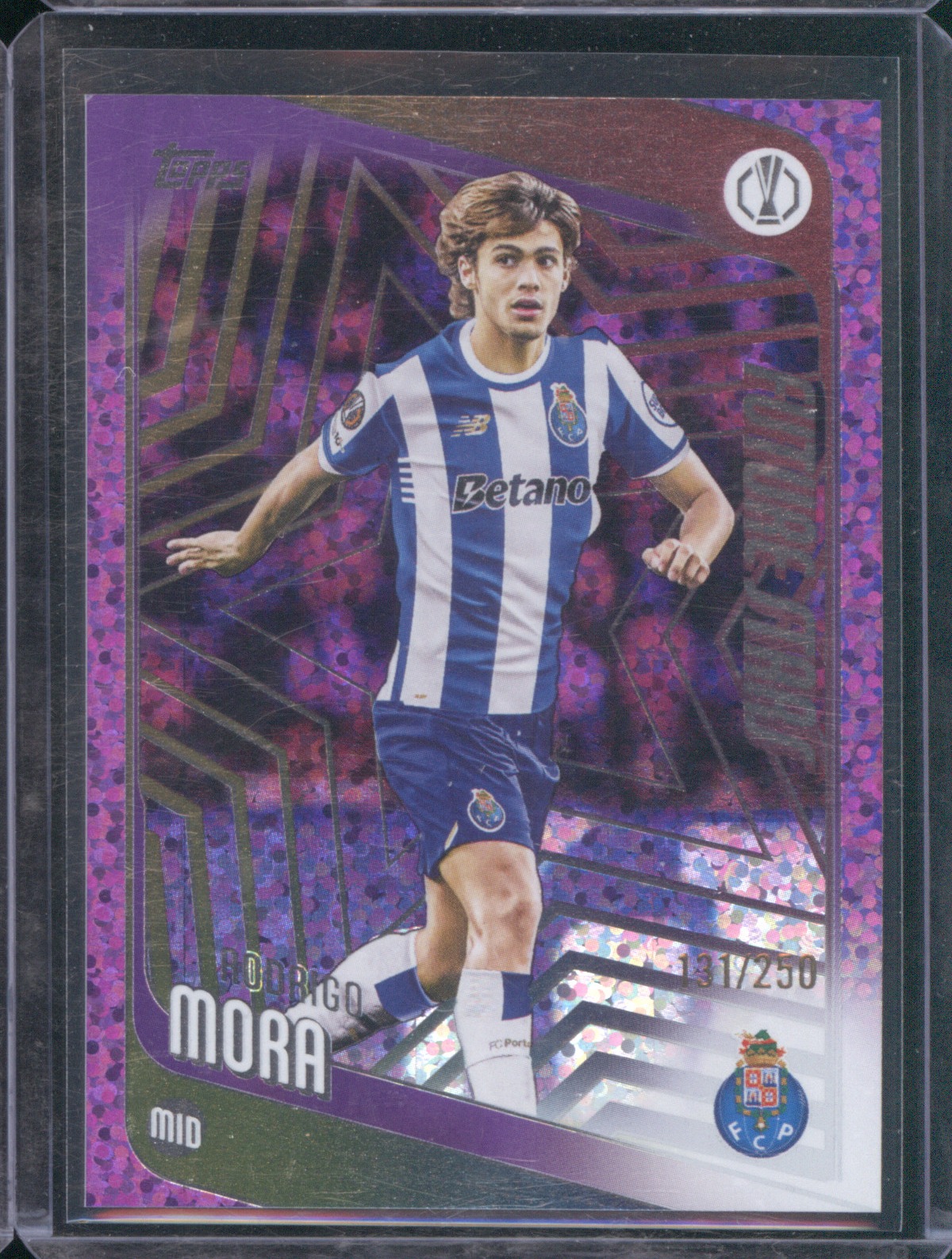 2025-26 Topps UEFA Club Competitions #83 Rodrigo Mora Future Stars Purple Foil — front