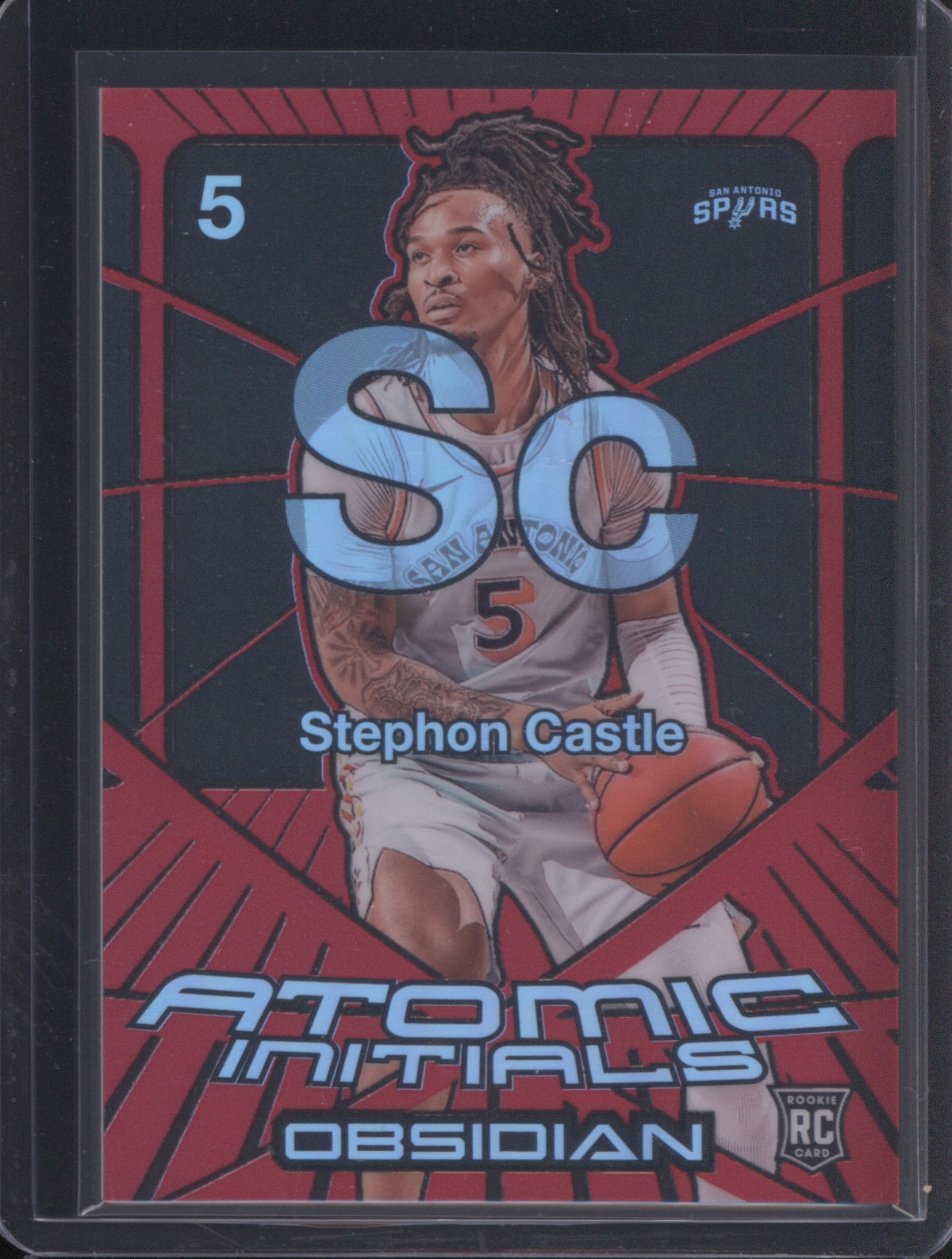 2024-25 Panini Obsidian #5 Stephon Castle Atomic Initials — front