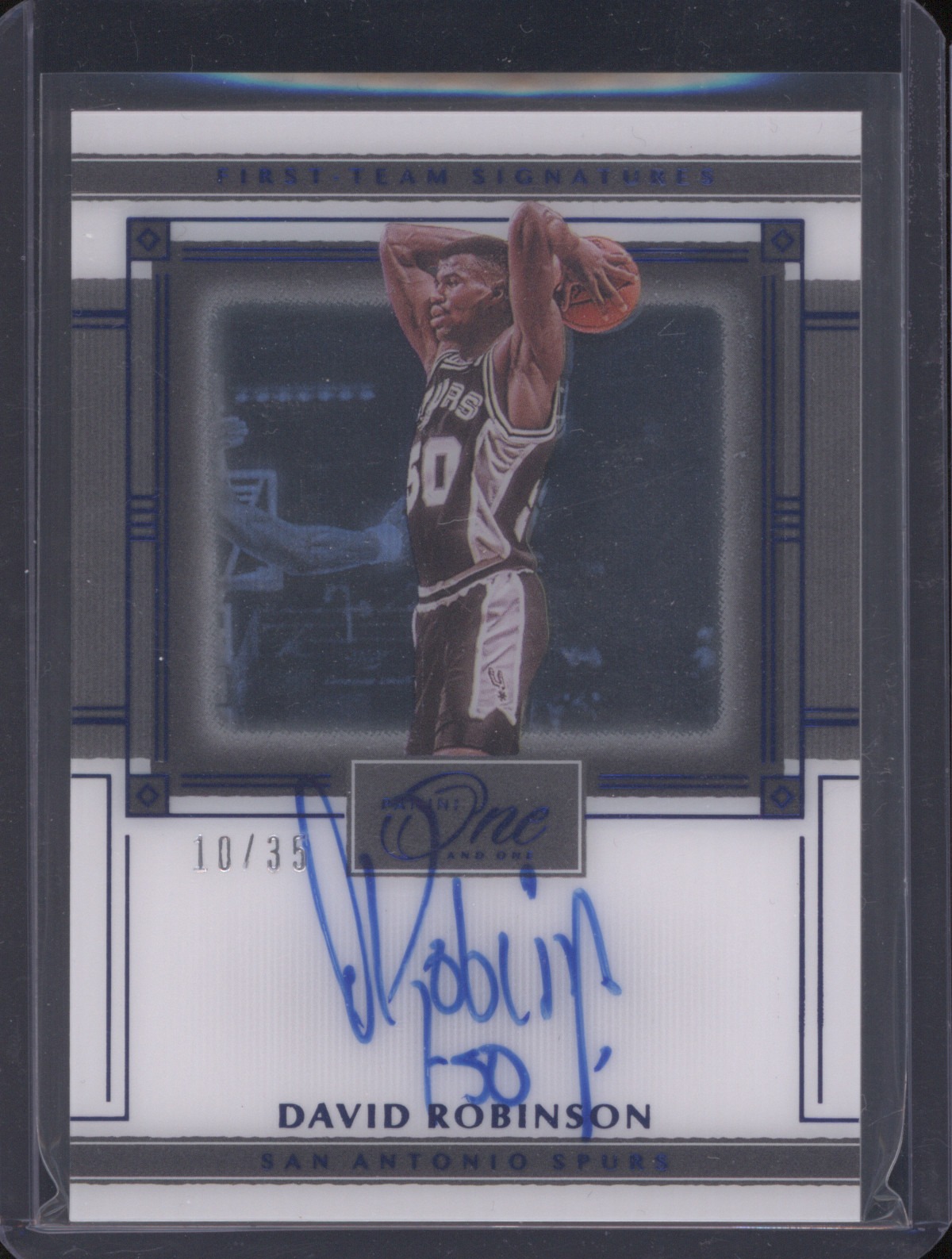 2020 Panini One and One First Team Signatures #FTS-DVR David Robinson — front