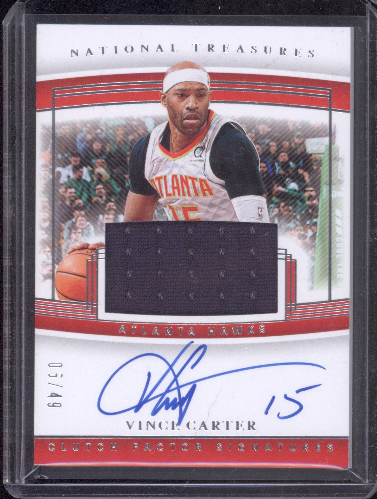 2019-20 Panini National Treasures #Clutch Factor Signatures Vince Carter — front