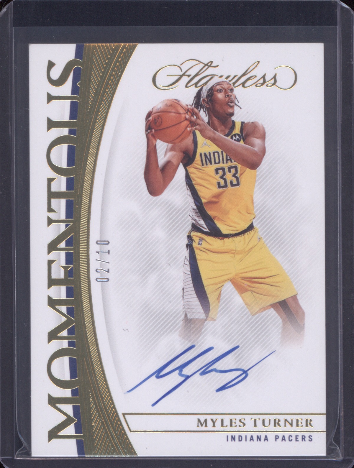 2016 Panini Flawless Myles Turner Gold Auto #02/10 Indiana Pacers — front
