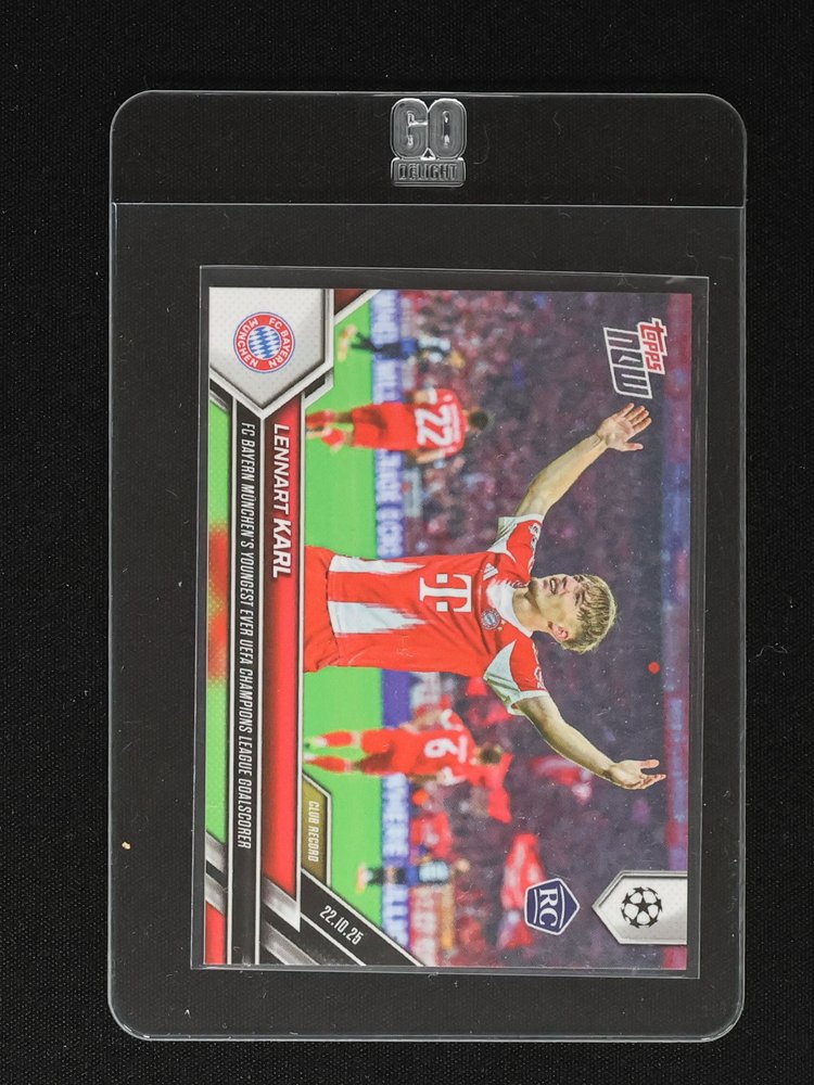 2025-26 Topps Now #38 Lennart Karl FC Bayern München Youngest Champions League Goal Scorer Rookie — front