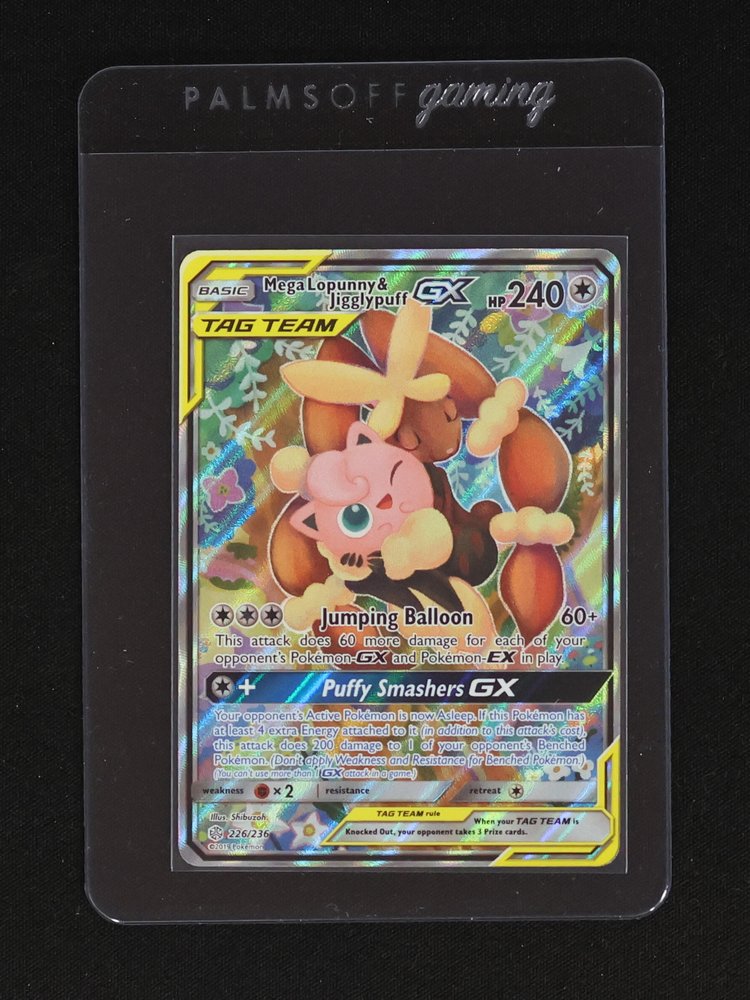 2019 Pokémon SM Cosmic Eclipse #226 Mega Lopunny & Jigglypuff GX — front