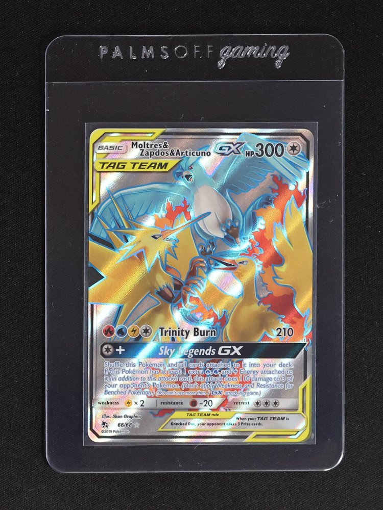 2019 Pokémon Hidden Fates #66 Moltres & Zapdos & Articuno GX — front