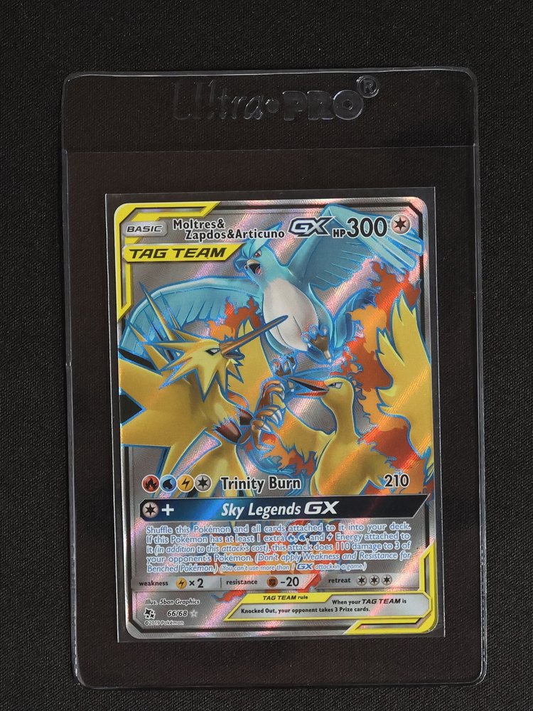 2019 Pokémon Hidden Fates #66 Moltres & Zapdos & Articuno GX — front