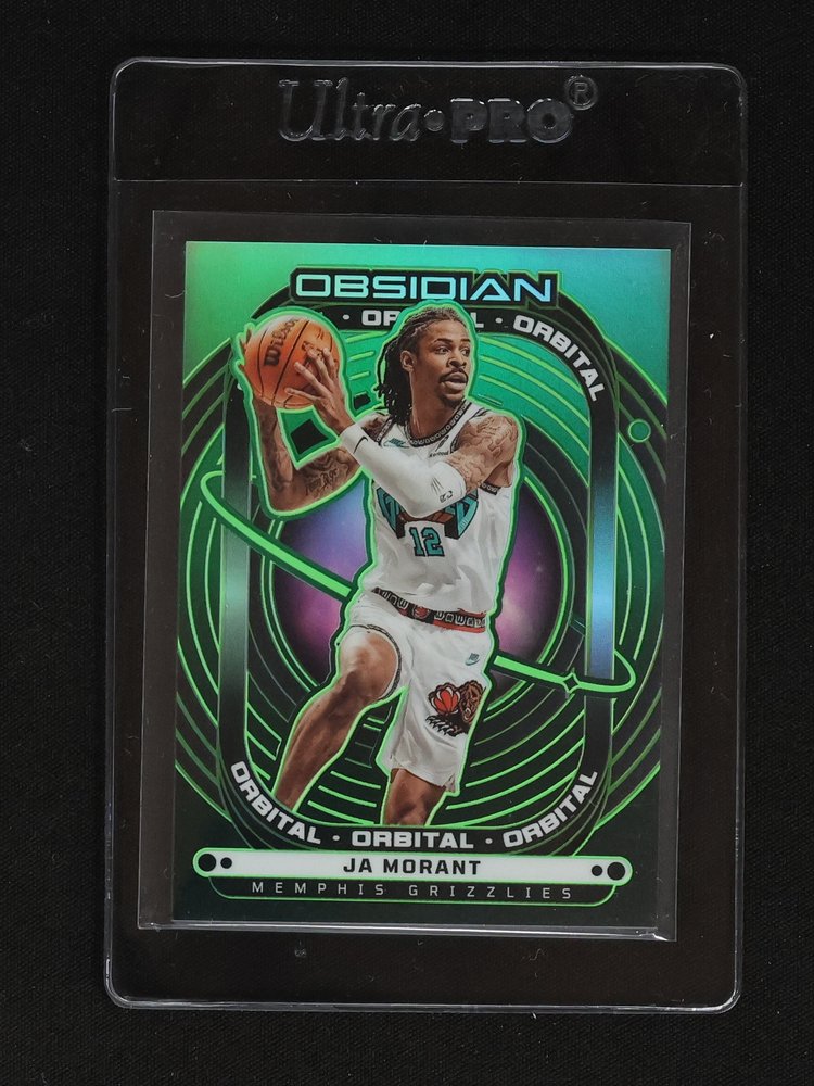 2024-25 Panini Obsidian #2 Ja Morant Orbital Electric Etch Green Flood — front