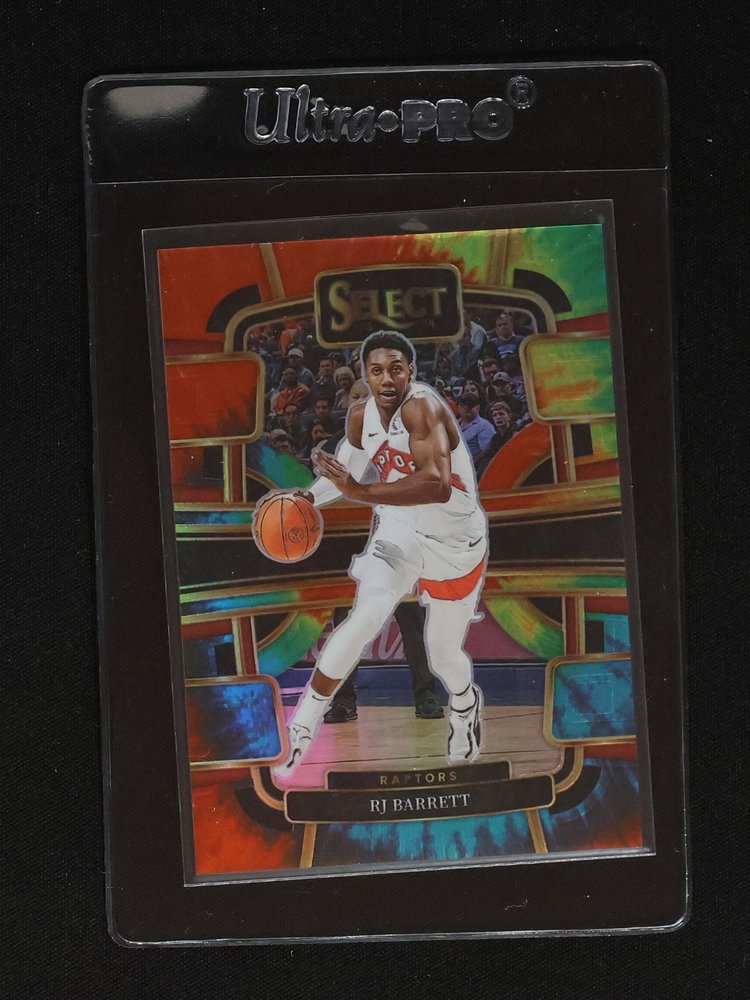 2023-24 Panini Select #1 RJ Barrett Orange Flash Prizm Toronto Raptors — front
