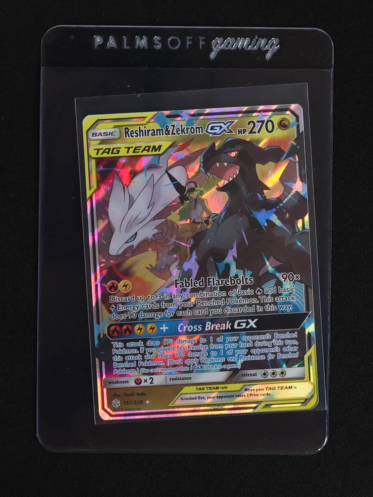 2019 Pokémon Cosmic Eclipse #157 Reshiram & Zekrom GX — front
