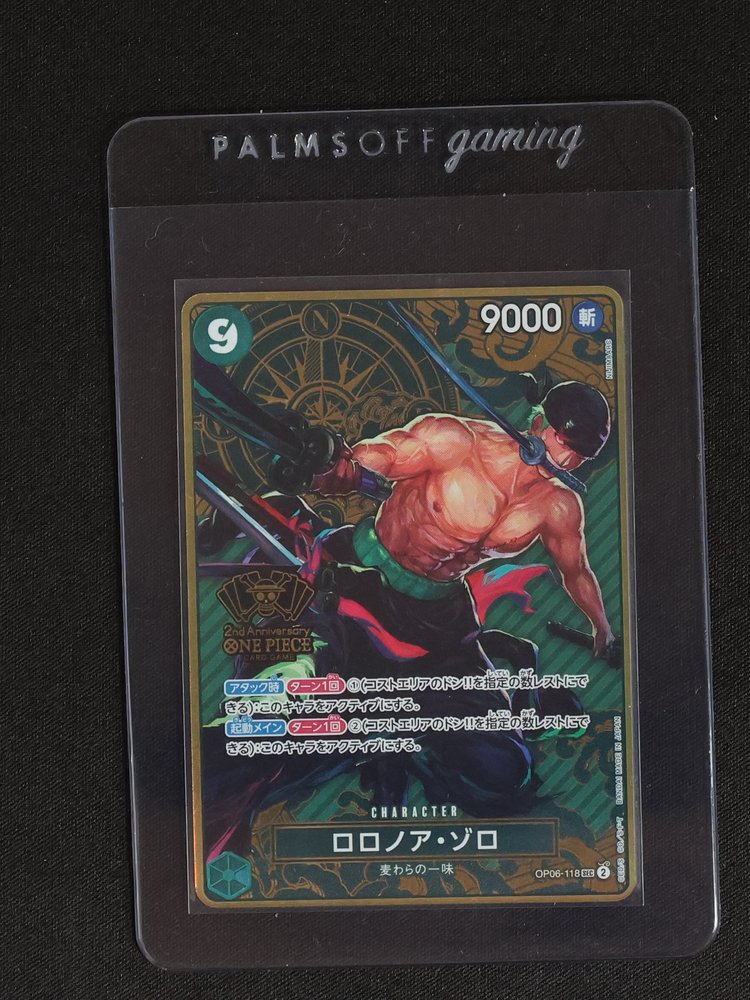 ONE PIECE Card Game OP06-118 Roronoa Zoro 2nd Anniversary Set Secret Promo — front