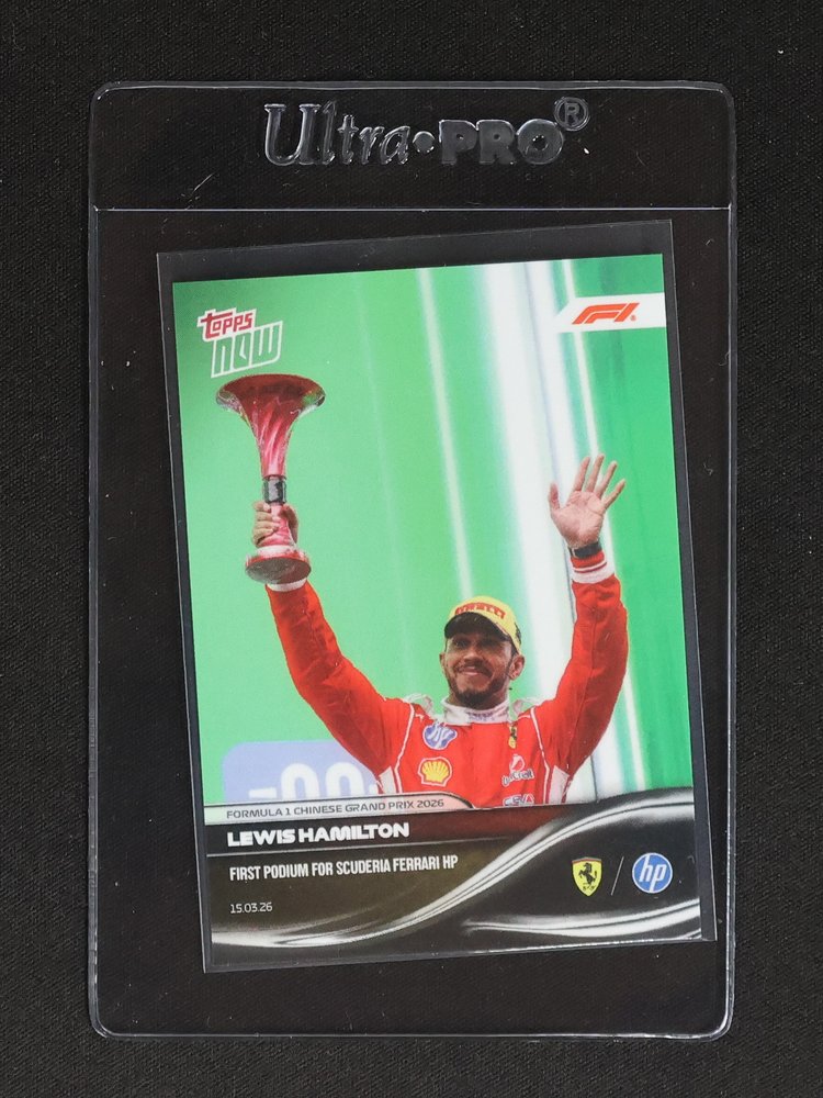 2026 Topps NOW Formula 1 #21 Lewis Hamilton First Podium for Scuderia Ferrari HP — front