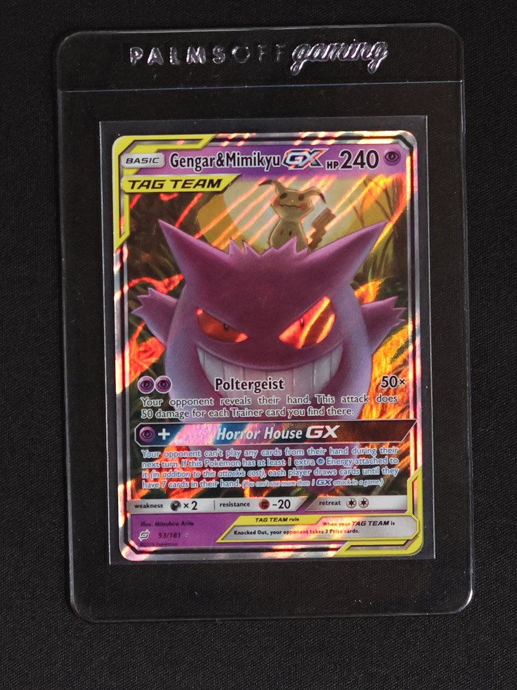 2019 Pokemon Sun Moon Team Up #53 Gengar & Mimikyu GX — front