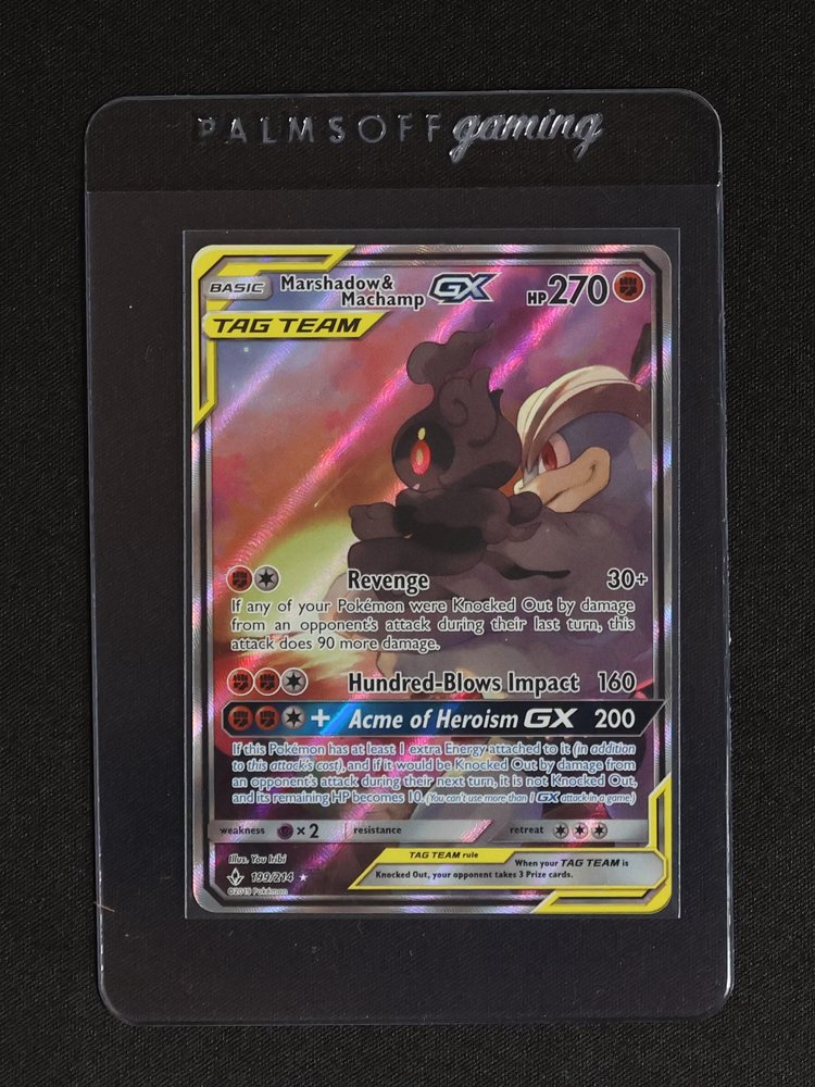 2019 Pokémon Sun & Moon Unbroken Bonds #199 Marshadow & Machamp GX — front