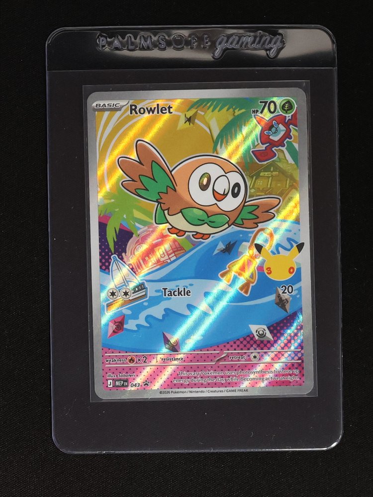 2026 Pokémon MEP 043 Rowlet First Partners Illustration Promo — front
