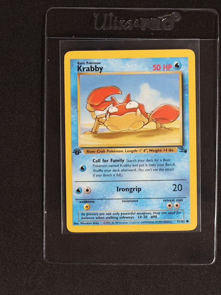 1999 Pokémon Fossil #51 Krabby — front