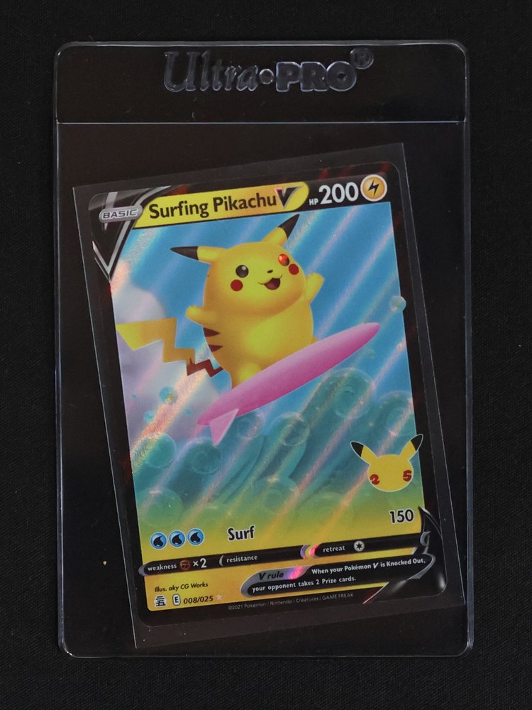 2021 Pokemon Celebrations #008 Surfing Pikachu V — front