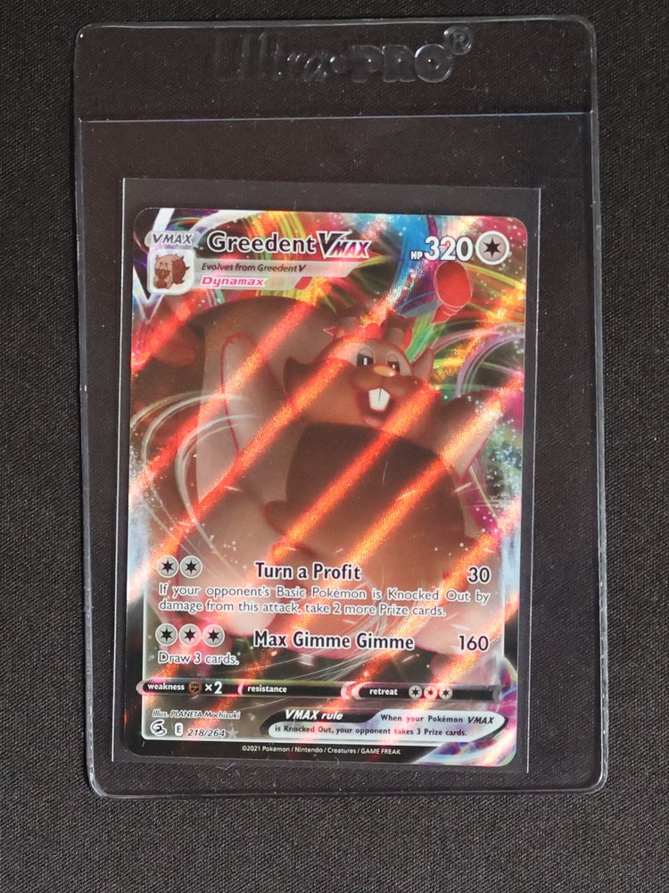 2021 Pokémon SWSH Fusion Strike #218 Greedent VMAX — front