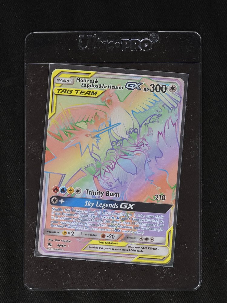 2019 Hidden Fates Moltres & Zapdos & Articuno GX #69/68 — front