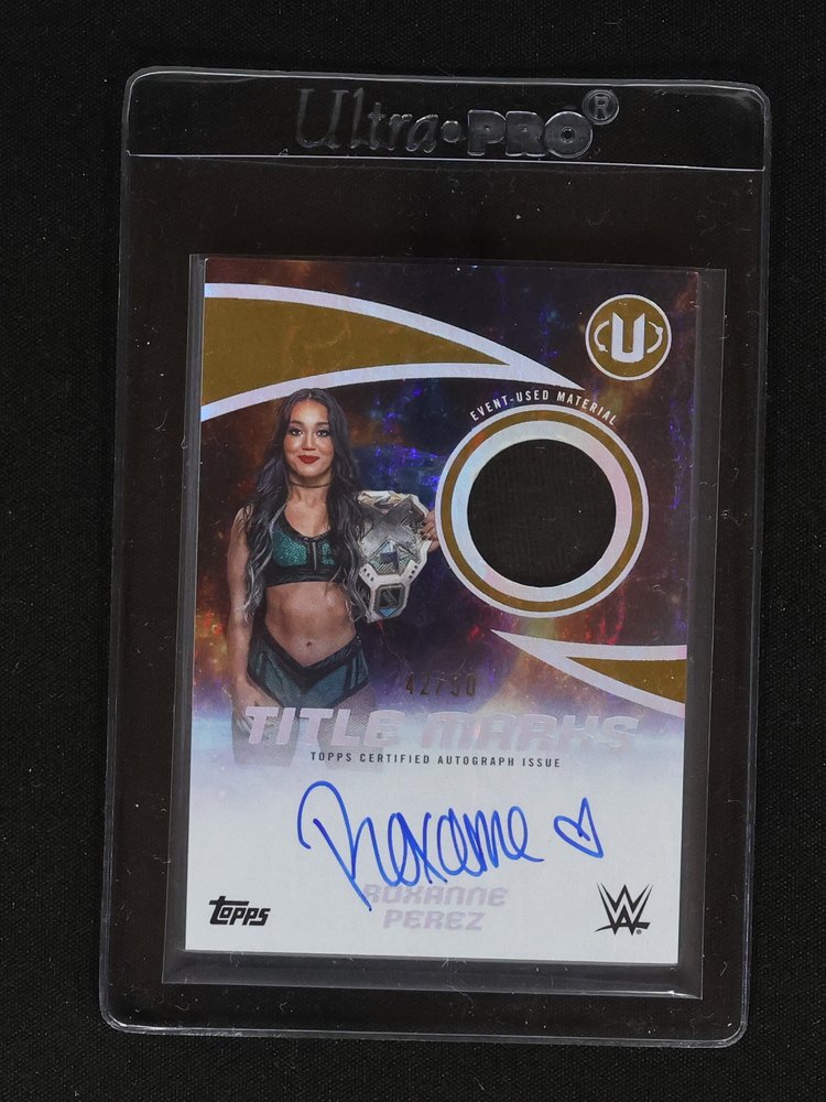 2025 Topps Universe WWE #TMA-RPE Roxanne Perez Title Marks Patch Autograph — front