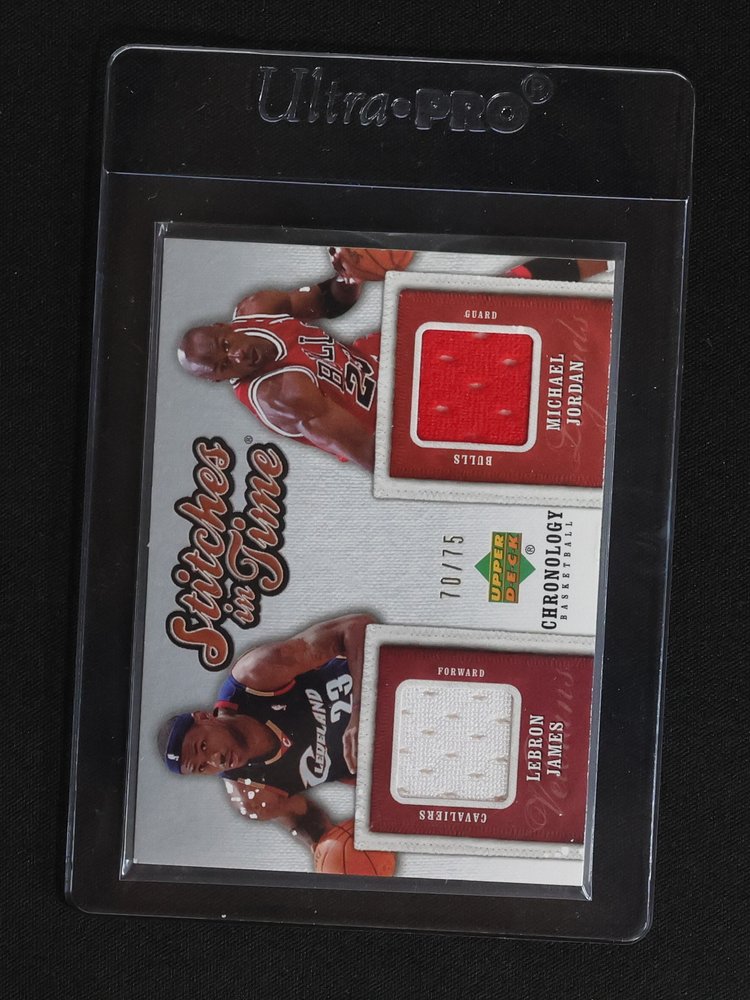 2009-10 Upper Deck Chronology Stitches in Time #DG-JL Michael Jordan & LeBron James — front
