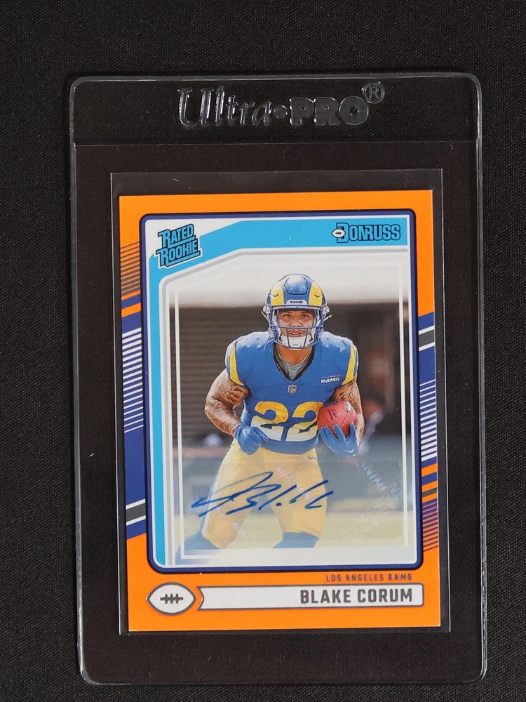 2024 Panini Donruss #322 Blake Corum Rated Rookie Orange Auto — front