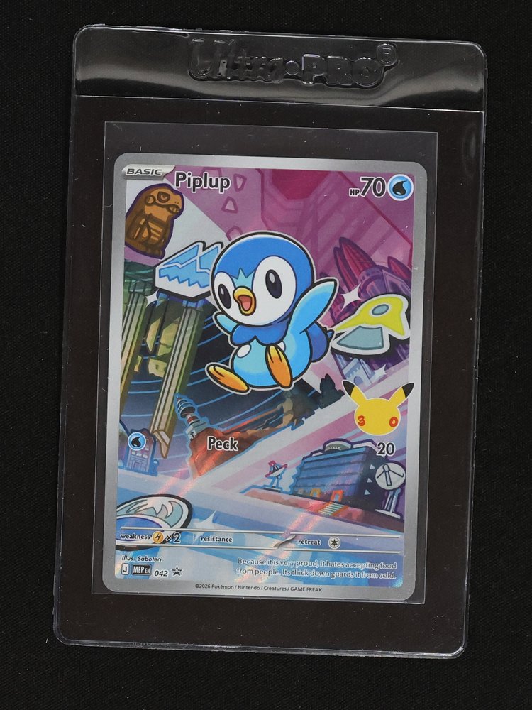 2026 Pokémon MEP 042 Piplup First Partner Illustration Promo — front