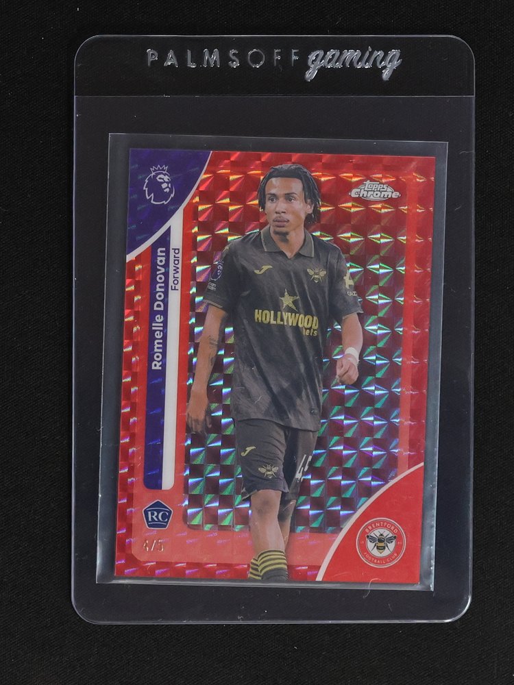2026 Topps Chrome Premier League #37 Romelle Donovan Prism Refractor RC — front
