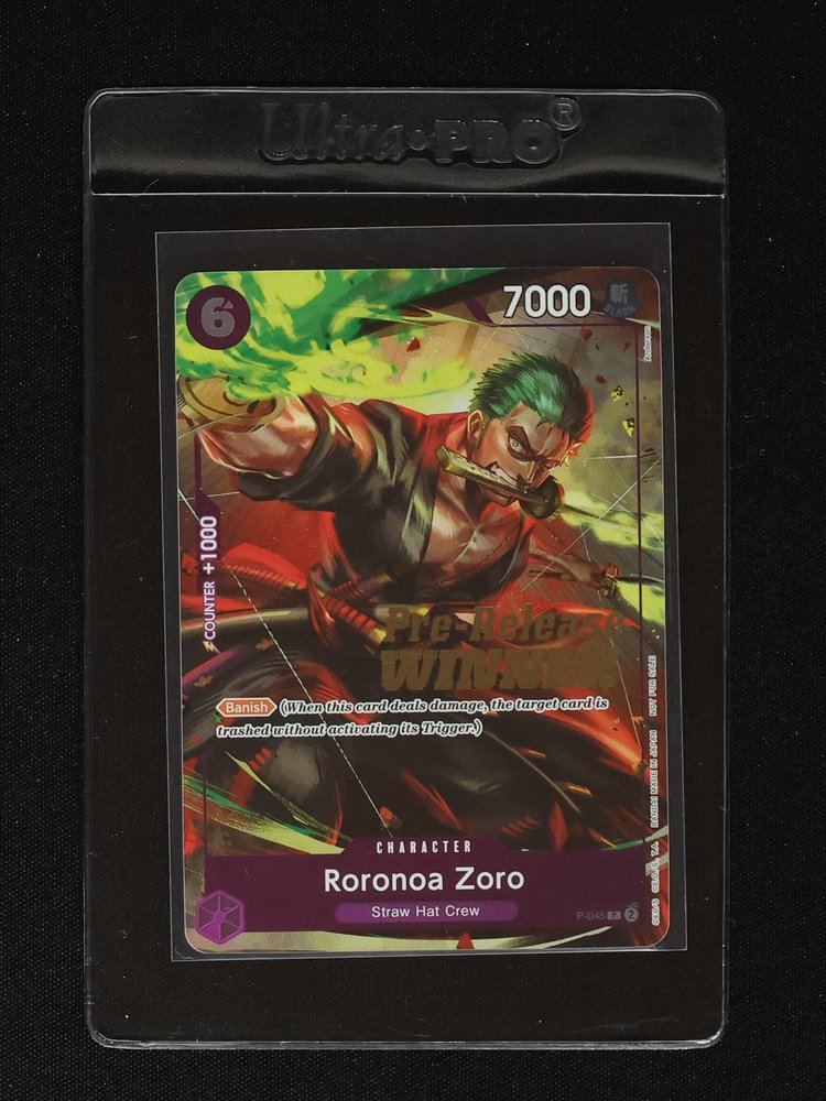 2024 One Piece TCG P-045 Roronoa Zoro Pre-Release Winner Promo — front