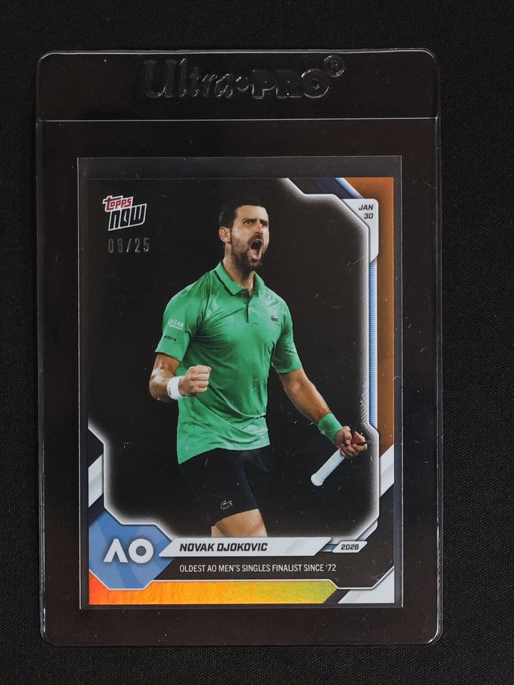 2026 Topps Now #9 Novak Djokovic Australian Open Oldest AO Men's Finalist — front