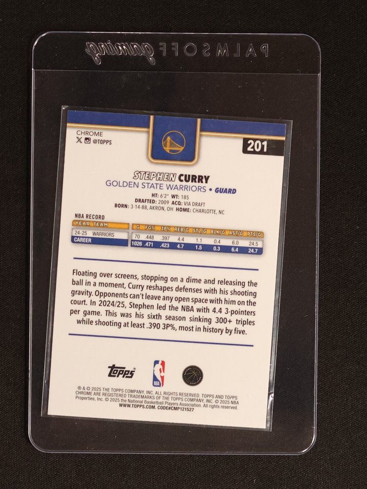 2025 Topps Chrome #201 Stephen Curry — front
