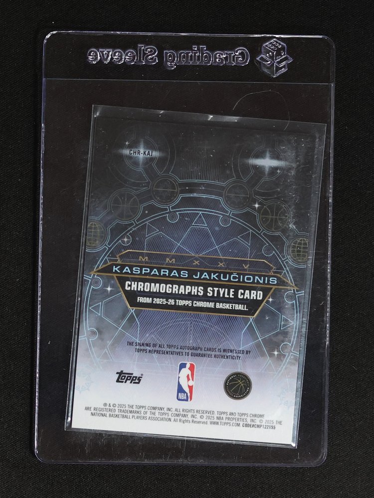 2025-26 Topps Chrome #CHR-KAJ Kasparas Jakučionis Chromographs Rookie Auto — front