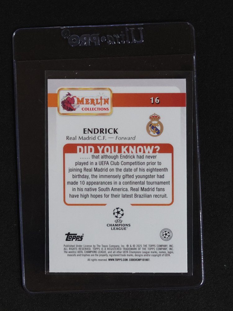 2024-25 Topps Merlin UEFA Club Competitions #16 Endrick — front