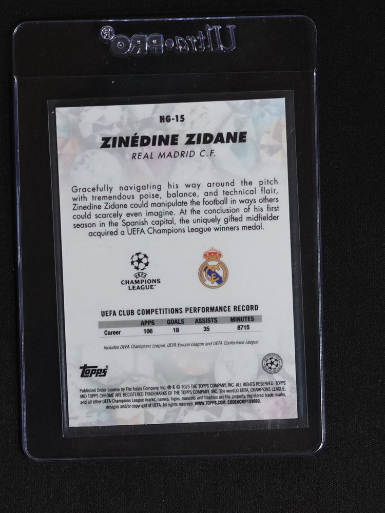 2025 Topps UEFA Club Competitions #HG-15 Zinédine Zidane — front